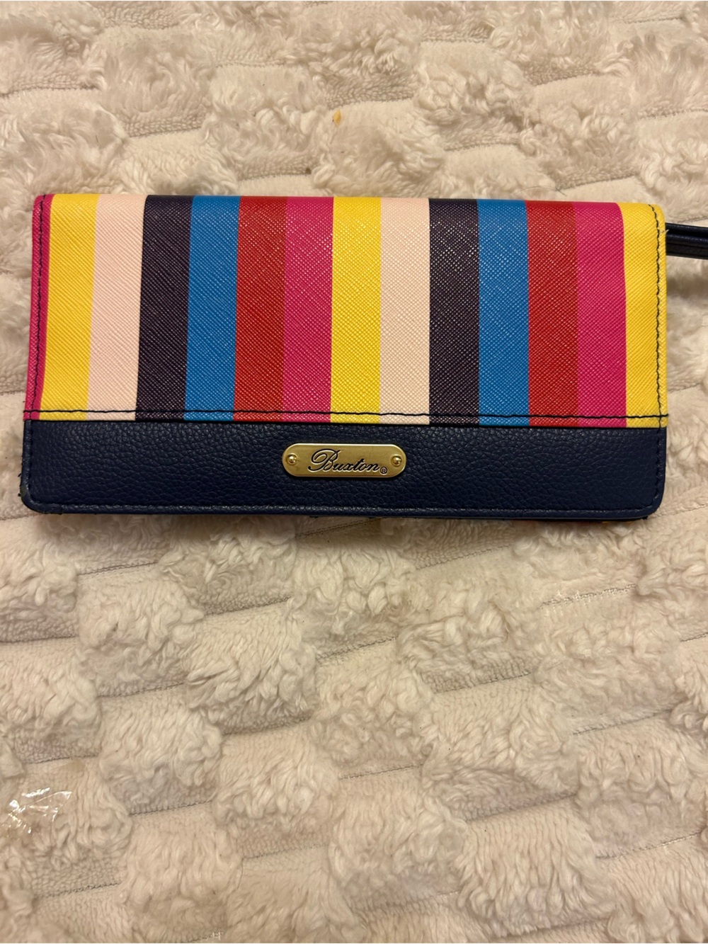Buxton Multicolor Stripe Zip Around Wristlet Wallet Organizer